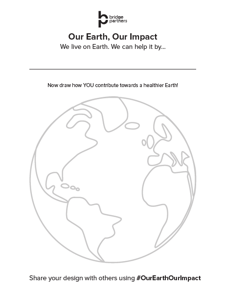 Our Earth Our Impact free printable color sheet for sustainability
